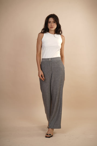 Pantalon A Rayas Gris 261041