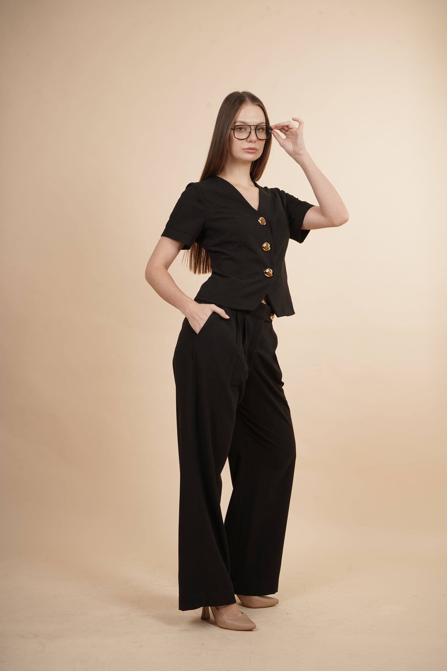 Saco Cuello en V con Botones Dorados 264012