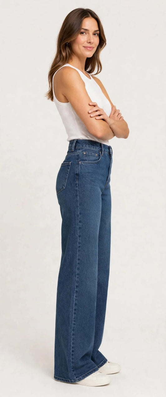 Jeans Wide Leg Azul