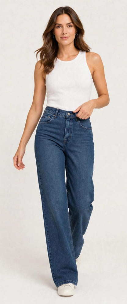 Jeans Wide Leg Azul