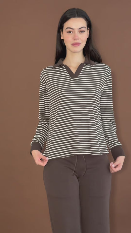 Blusa De Rayas Cafe