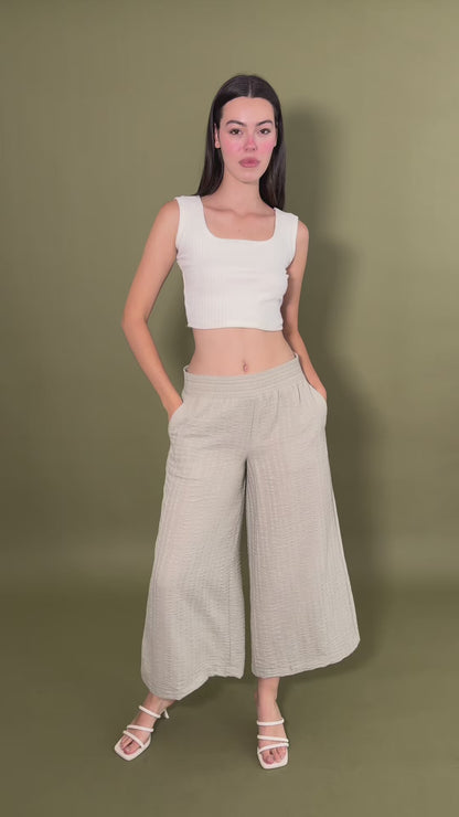 Pantalón Verde De Pierna Amplia