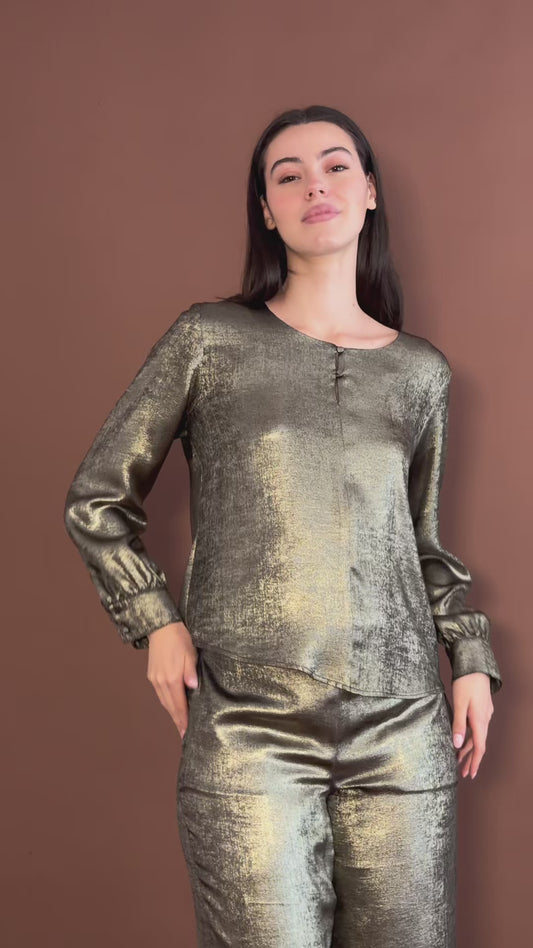 Blusa Metalizada Dorada